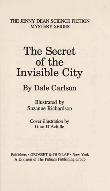 Secret Of the Invisible City (Carlson, Dale Bick. Jenny Dean Science Fiction Mystery Series, 4) front cover by Dale Carlson, ISBN: 0448190044