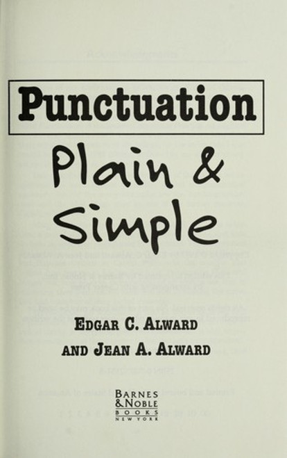 Punctuation Plain & Simple front cover by Edgar/Alward Jean Alward, ISBN: 0760721513
