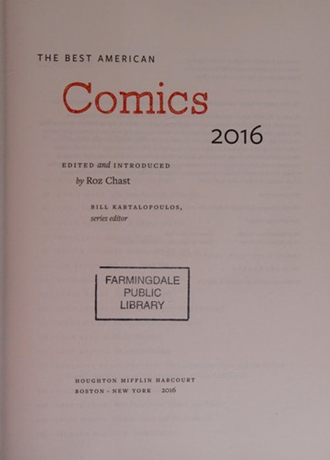 The Best American Comics 2016 (The Best American Series ®) front cover, ISBN: 0544750357