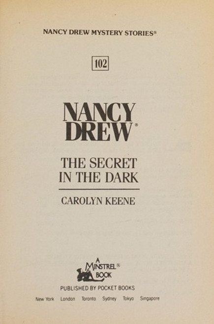 The Secret in the Dark 102 Nancy Drew front cover by Carolyn Keene, ISBN: 0671692798
