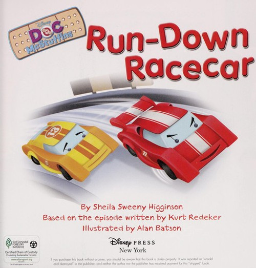 Run Down Race Car (Doc Mcstuffins) front cover by Sheila Sweeny Higginson, ISBN: 142316847X