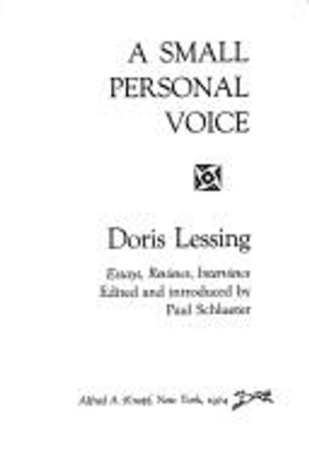 A Small Personal Voice front cover by Doris Lessing, ISBN: 039449329X