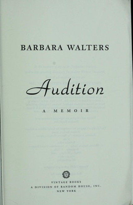 Audition (Vintage) front cover by Barbara Walters, ISBN: 0307279960