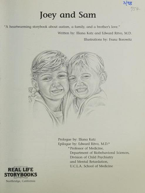 Joey and Sam: Autism front cover by Illana Katz, ISBN: 1882388062