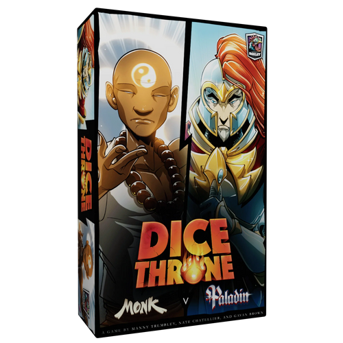 Monk vs. Paladin Dice Throne Board Game front cover, ISBN: 1988884659