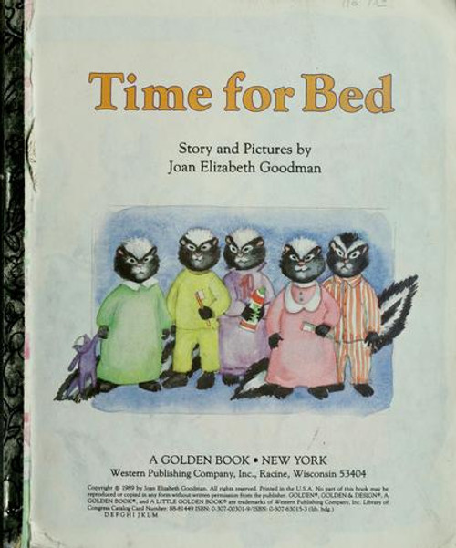 Time for Bed front cover by Joan E. Goodman, ISBN: 0307003019