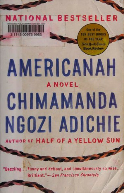 Americanah front cover by Chimamanda Ngozi Adichie, ISBN: 0307455920