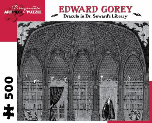 Dracula In Dr. Seward's Library 500 Piece Puzzle front cover by Edward Gorey, ISBN: 0764961934