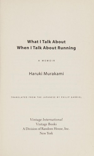 What I Talk About When I Talk About Running front cover by Haruki Murakami, ISBN: 0307389839