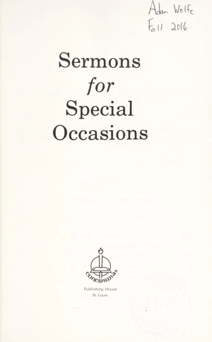 Sermons for Special Occasions front cover by Concordia, ISBN: 0570038251