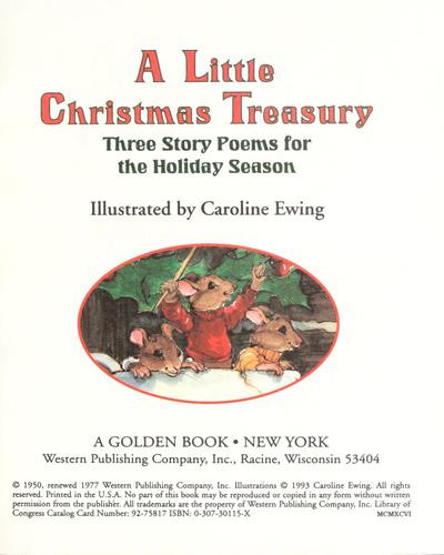 A Little Christmas Treasury (A First Little Golden Book) front cover by Caroline Ewing, ISBN: 030730115X