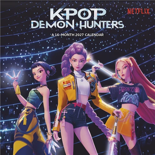 Kpop Demon Hunters 2027 Wall Calendar front cover, ISBN: 9798899391835