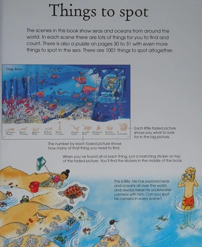 1001 Things to Spot in the Sea Sticker Book front cover by Katie Daynes, ISBN: 0794534953