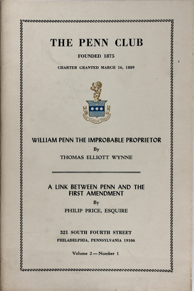 The Penn Club: Volume 2, Number 1 front cover by Thomas Elliott Wynne and Philip Price
