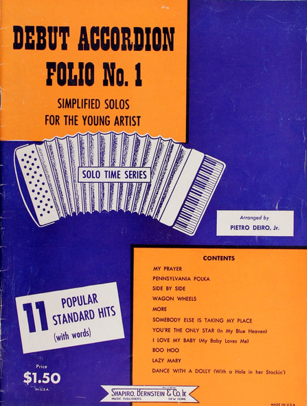 Debut Accordion Folio No. 1 Simplified Solos for the Young Artist front cover by Pietro Deiro Jr.