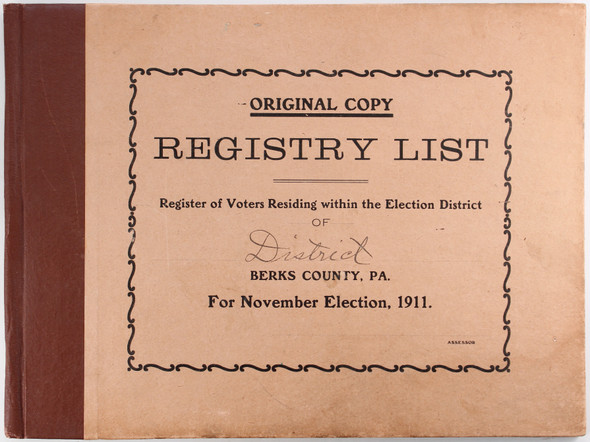 Registry List of District Berks County Pa for November Election 1911 front cover