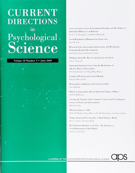 Current Directions In Psychological Science (Volume 18, Number 3, June 2009) front cover