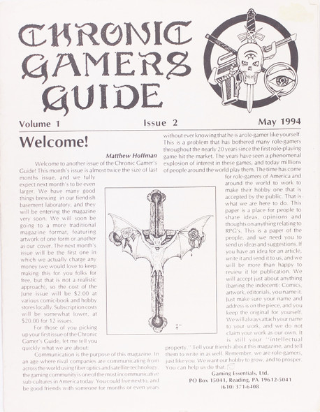 Chronic Gamers Guide Volume 1 Issue 2 May 1994 front cover by Matt Hoffman