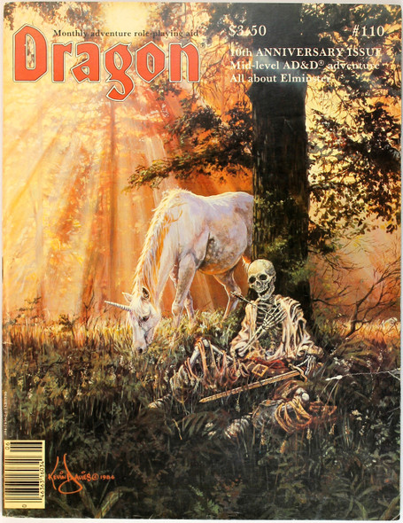 Dragon Magazine, #110 (June 1986 Volume XI No 1) front cover, ISBN: 0394745620