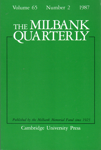 The Milbank Quarterly, Vol. 65, Number 2 1987 front cover by David P. Willis