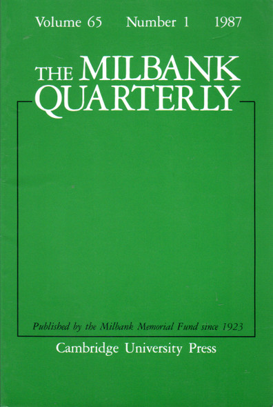 The Milbank Quarterly, Vol. 65, Number 1 1987 front cover by David P. Willis