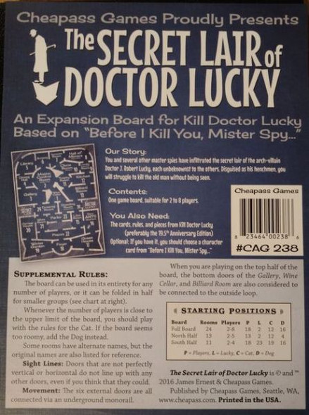 Secret Lair of Doctor Lucky Board Game front cover