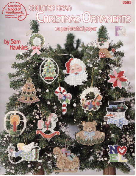 Counted Bead Christmas Ornaments on Perforated Paper (No. 3595) front cover by Sam Hawkins, ISBN: 0881954284