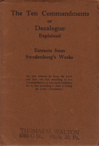 The Ten Commandments or Decalogue Explained front cover by Emanuel Swedenborg