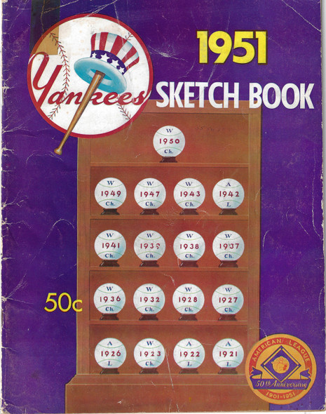 1951 Yankees Sketch Book front cover by Arthur E. Patterson