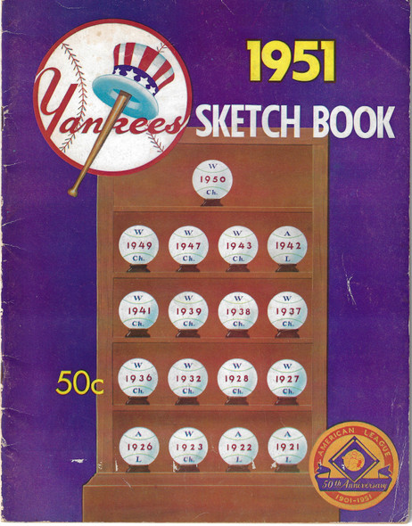 1951 Yankees Sketch Book front cover by Arthur E. Patterson