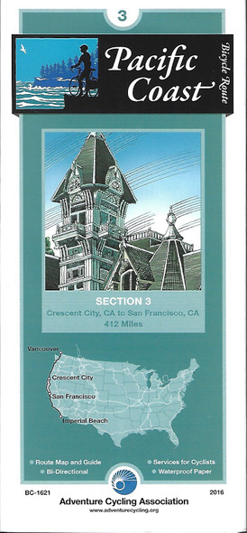 Bicycle Touring Map: Pacific Coast Section 3 front cover by Adventure Cycling Association, ISBN: 0935108378