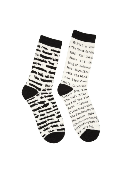 Small Banned Books Socks White front cover