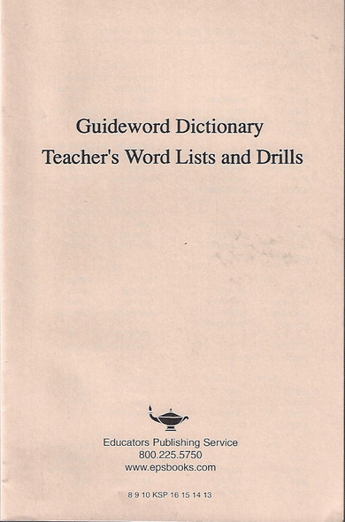 Guideword Dictionary: Teacher's Word List and Drills front cover, ISBN: 0838822193