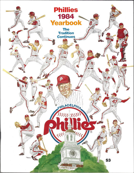 Phillies 1984 Yearbook: The Tradition Continues front cover by Larry Shenk