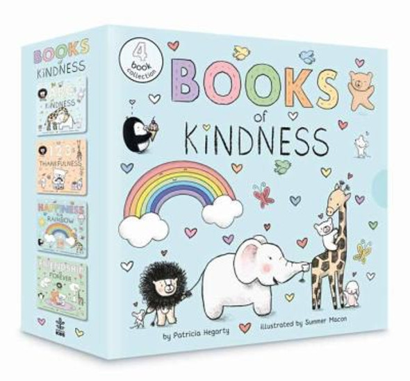 Books of Kindness: ABCs of Kindness; 123s of Thankfulness; Happiness Is a Rainbow; Friendship is Forever front cover by Patricia Hegarty, ISBN: 0593434757