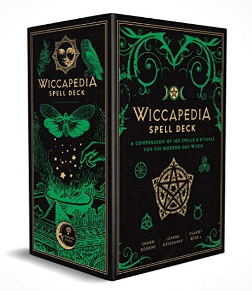 The Wiccapedia Spell Deck: A Compendium of 100 Spells and Rituals for the Modern-Day Witch (Volume 9) front cover by Leanna Greenaway,Shawn Robbins,Charity Bedell, ISBN: 1454941731