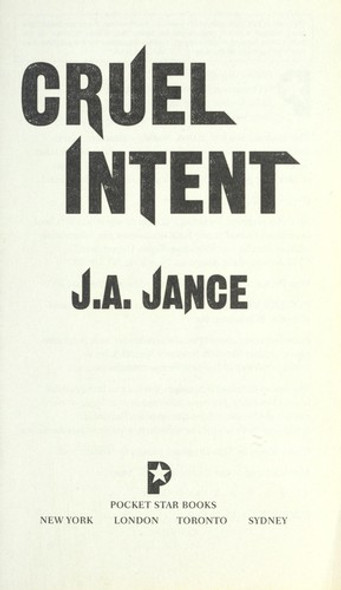Cruel Intent front cover by J.A. Jance, ISBN: 141656635X