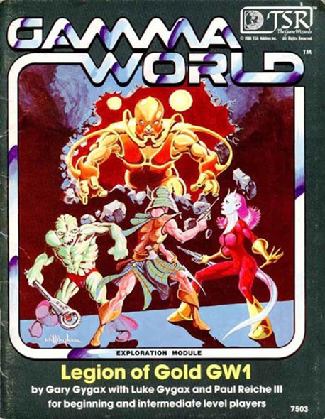 Legion of Gold (Gamma World Module, No. GW1) front cover by Gary Gygax, Luke Gygax, Paul Reiche III, ISBN: 093569661X