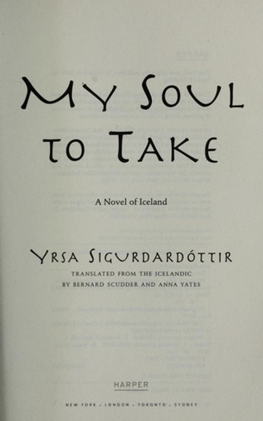 My Soul to Take 2 Thora Gudmundsdottir front cover by Yrsa Sigurdardottir, ISBN: 0061143391