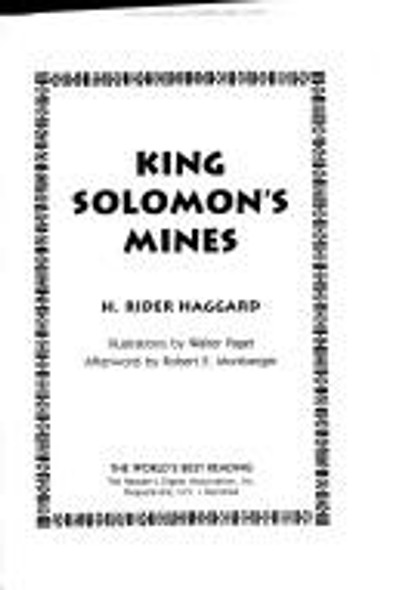 King Solomon's Mines (World's Best Reading) front cover by H. Rider Haggard, ISBN: 0895775530