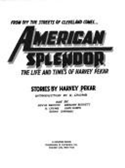 American Splendor: The Life and Times of Harvey Pekar front cover by Harvey Pekar, ISBN: 0385231954