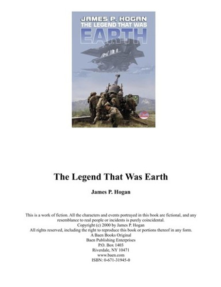 The Legend That Was Earth front cover by James P. Hogan, ISBN: 0671318403