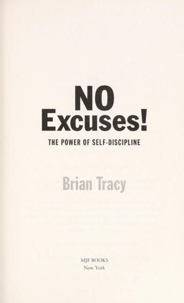 No Excuses! The Power of Self-discipline front cover by Brian Tracy, ISBN: 1606711369