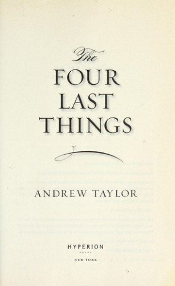 The Four Last Things 1 Roth Trilogy front cover by Andrew Taylor, ISBN: 1401322611