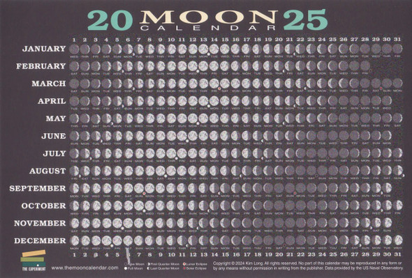 2025 Moon Calendar front cover by Kim Long, ISBN: 1891011499