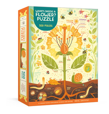 What's Inside a Flower? Exploring Science and Nature 500-Piece Jigsaw Puzzle front cover by Rachel Ignotofsky, ISBN: 0593579798