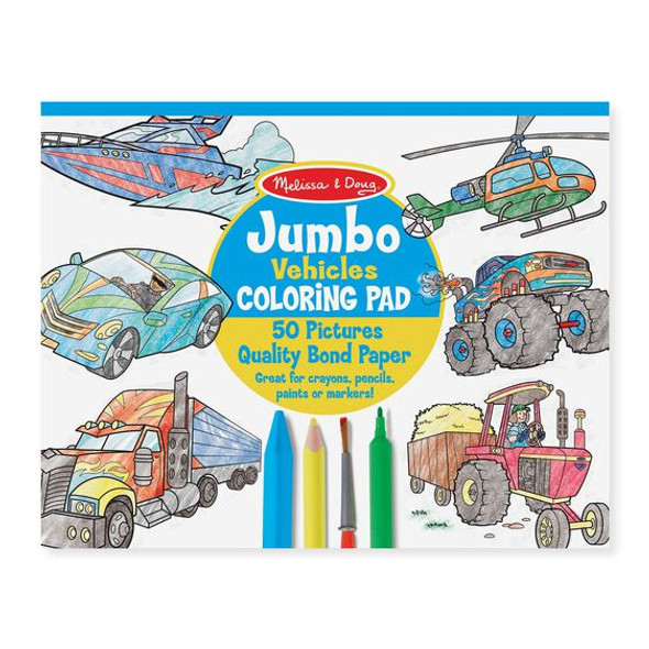 Vehicles Jumbo Coloring Pad front cover by Melissa & Doug