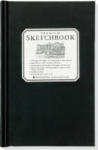 Premium Black Sketchbook - Small (5 1/2 inch x 8 1/2 inch, Micro-Perforated Pages) front cover by Peter Pauper Press, ISBN: 1441310215