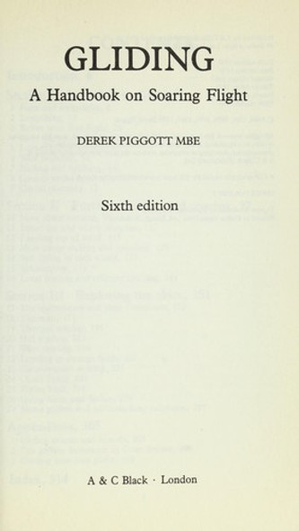 Gliding: A Handbook on Soaring Flight front cover by Derek MBE Piggott, ISBN: 0713657073