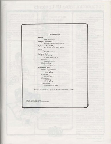 Countdown (Doctor Who Role Playing Game 9203) front cover by Ray Winninger, ISBN: 0931787955